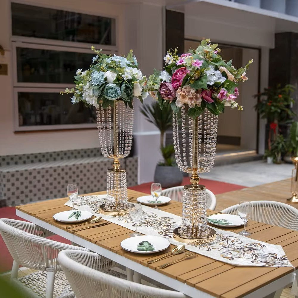  Gold Double-Tier Crystal Centerpiece Stand