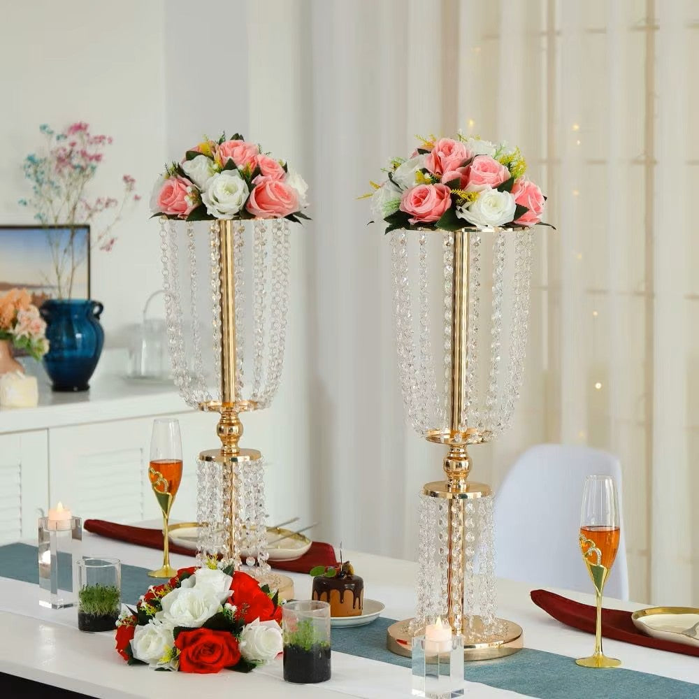  Gold Double-Tier Crystal Centerpiece Stand