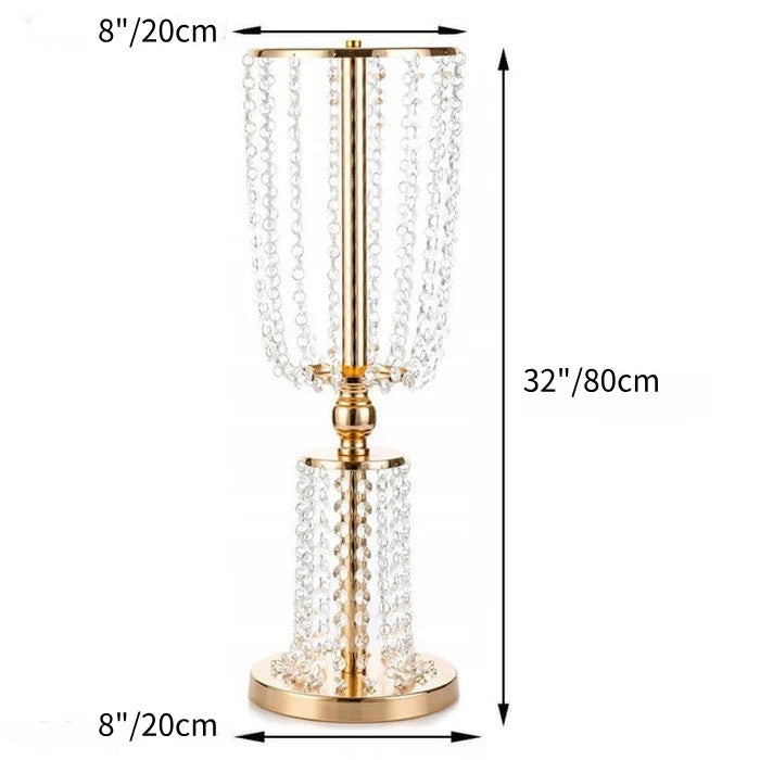 Gold Double-Tier Crystal Centerpiece Stand