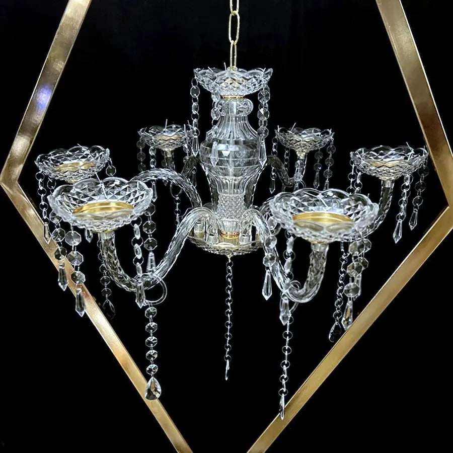 Detal of 48" Tall Diamond Metal Candelabra