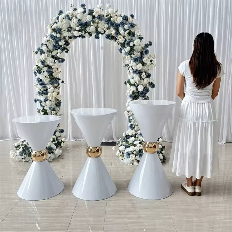 Luxury White Metal Double Cone Dessert Table Stand