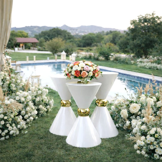 Luxury White Metal Double Cone Dessert Table Stand