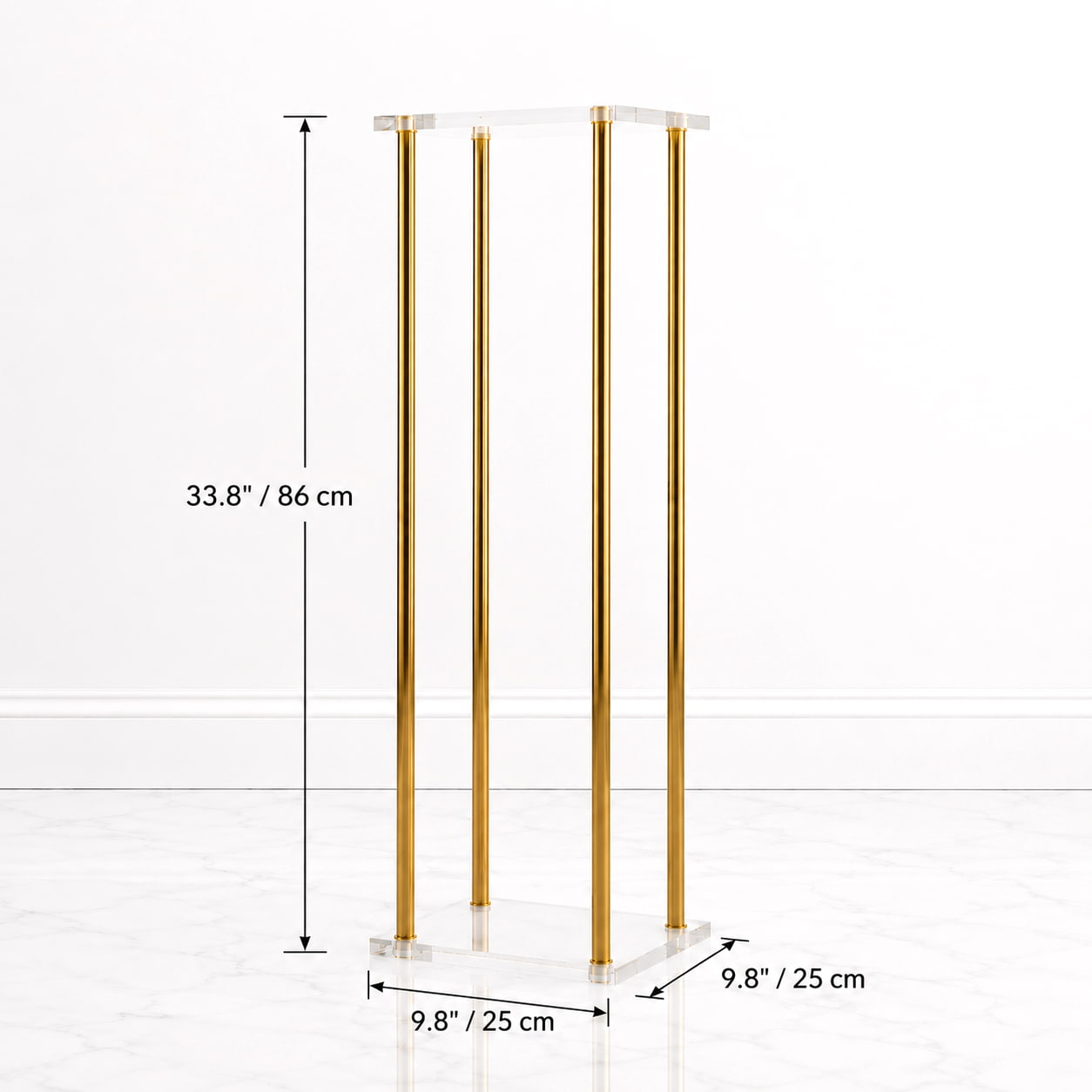 Gold Square Metal Floral Stand