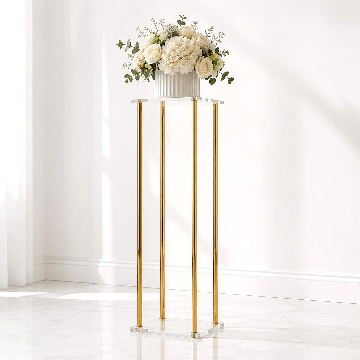 Gold Square Metal Floral Stand