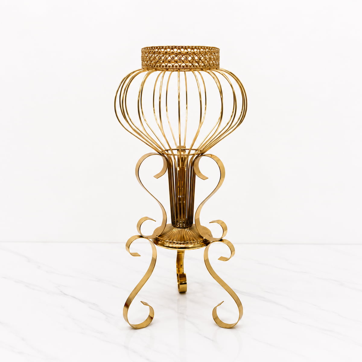 24.4" Gold Globe-Shaped Metal Flower Stand
