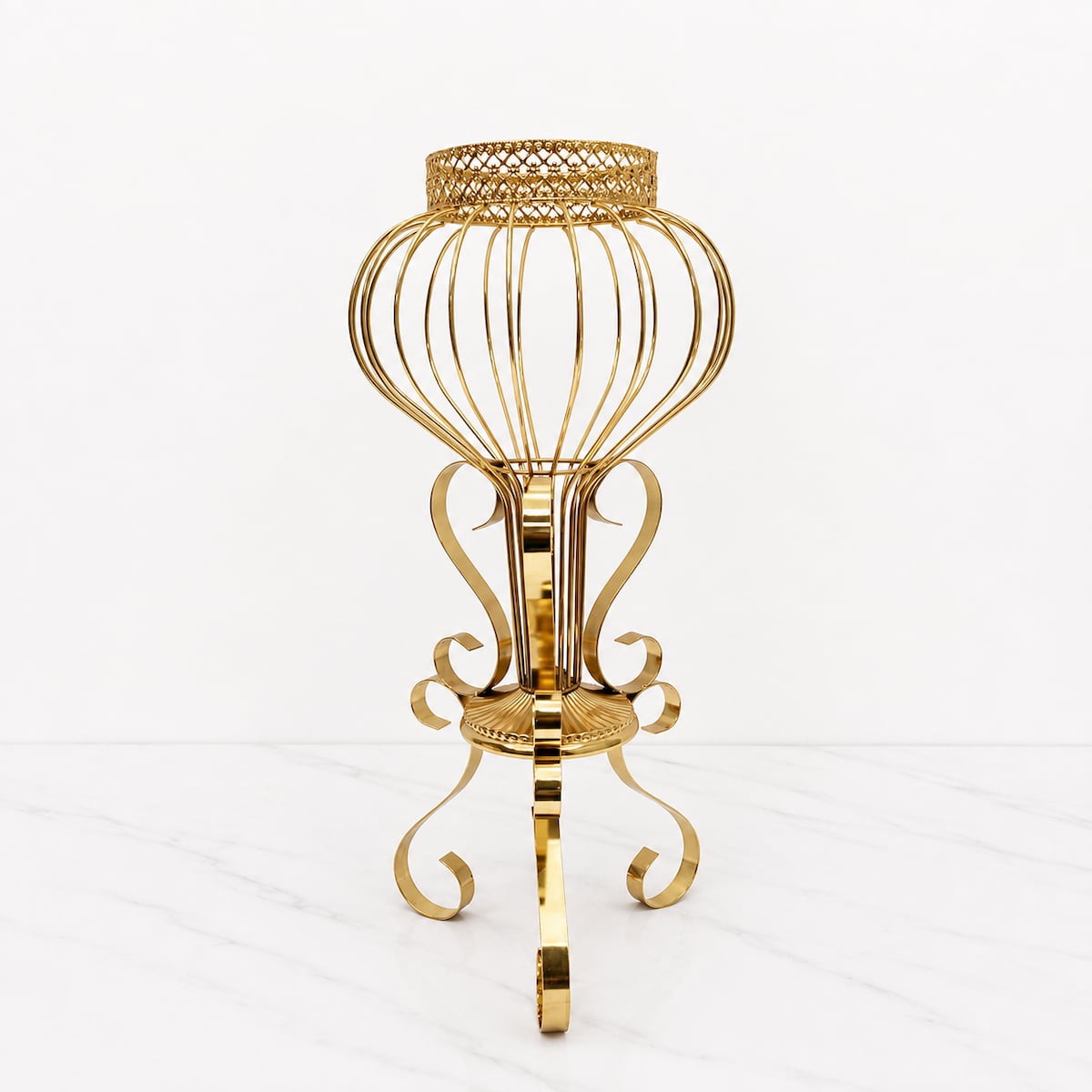 24.4" Gold Globe-Shaped Metal Flower Stand
