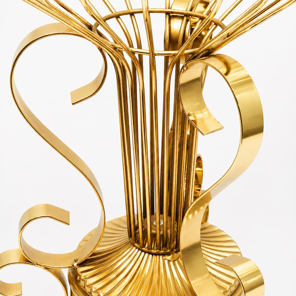 24.4" Gold Globe-Shaped Metal Flower Stand