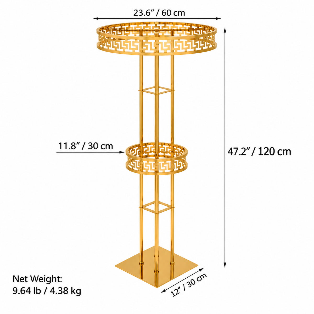 Gold 2-Tier Metal Flower Stand-48“ Tall