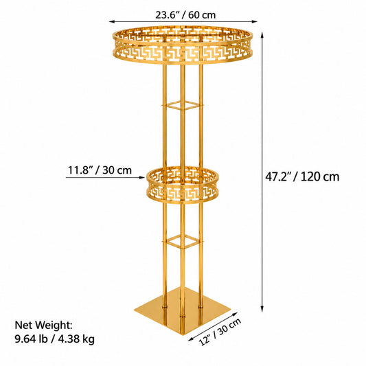 Gold 2-Tier Metal Flower Stand-48“ Tall