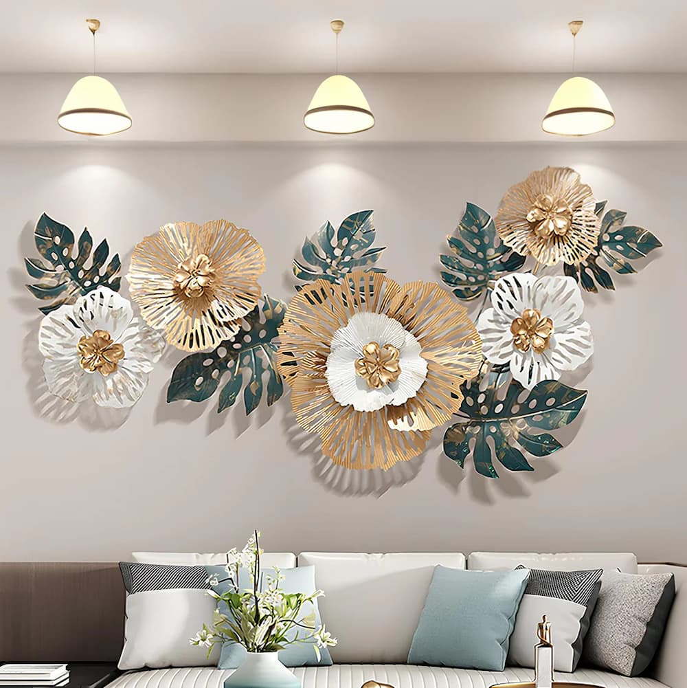 Handcrafted 3D Hollow Metal Flower Wall Decor