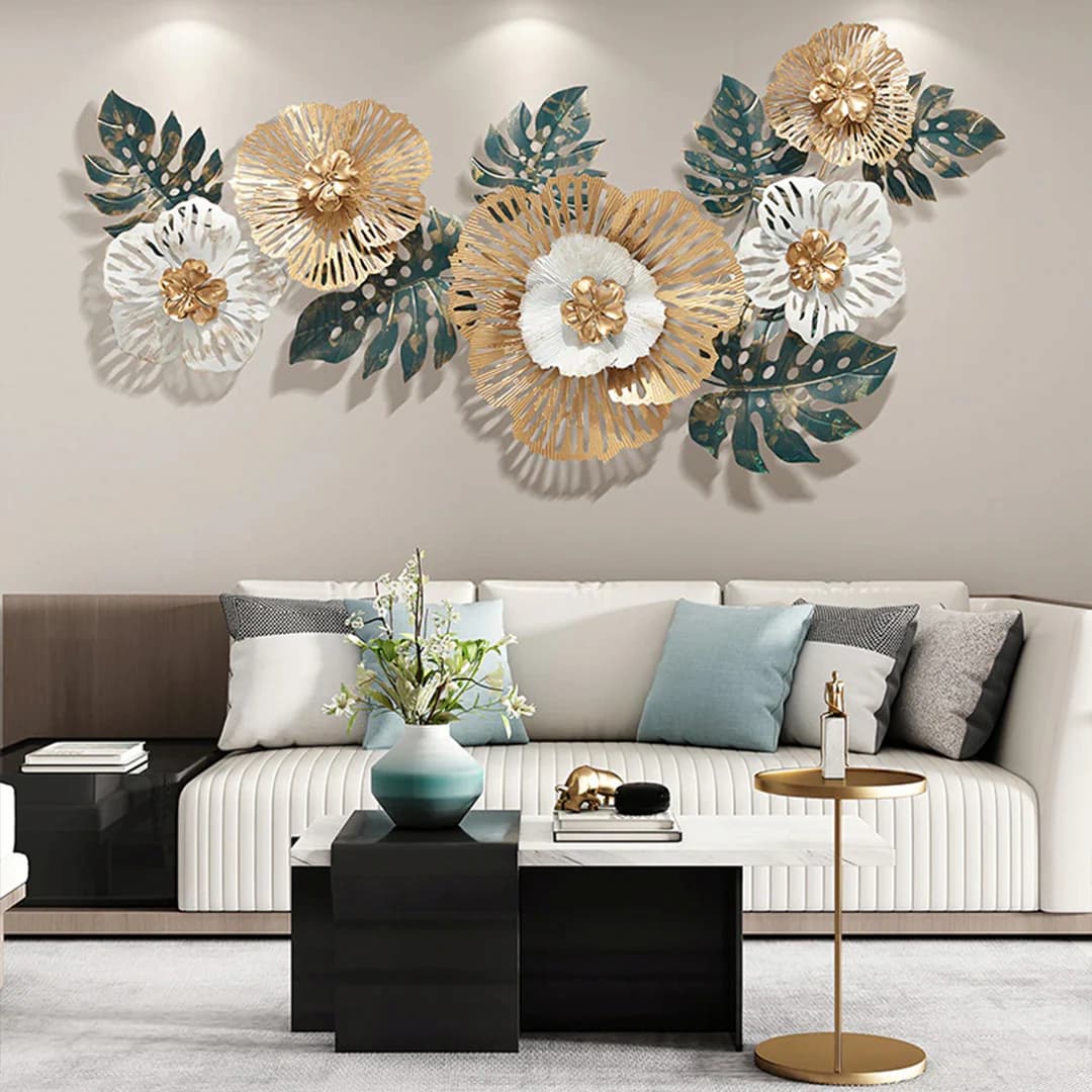 Handcrafted 3D Hollow Metal Flower Wall Decor