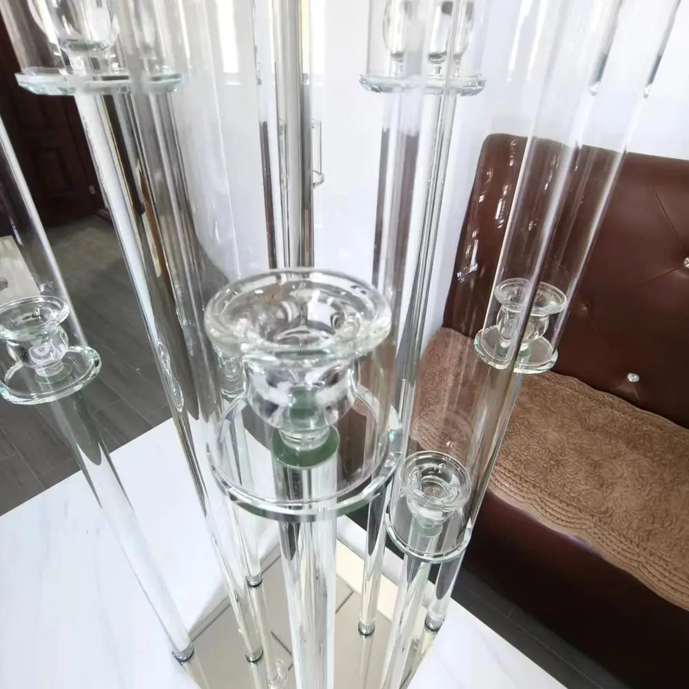 10 Arm 48" Crystal Glass Candelabra