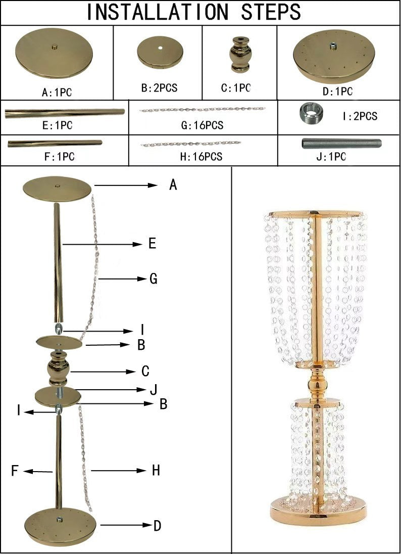  Gold Double-Tier Crystal Centerpiece Stand