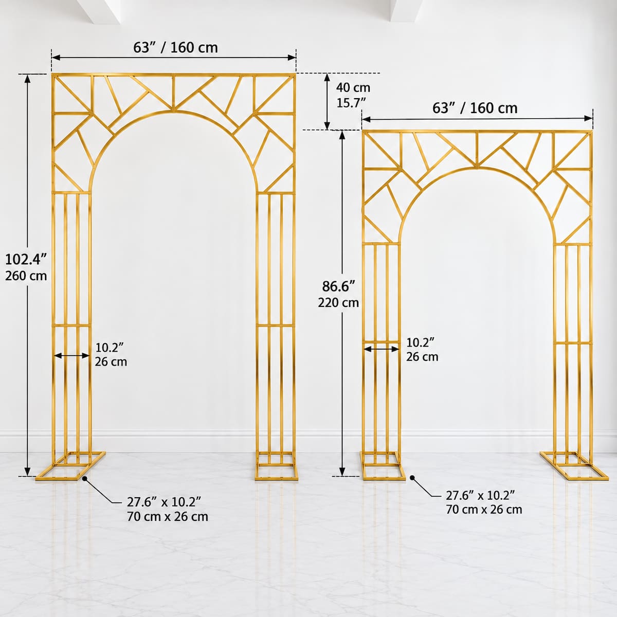 Gold Geometric Wedding Arch Backdrop Stand