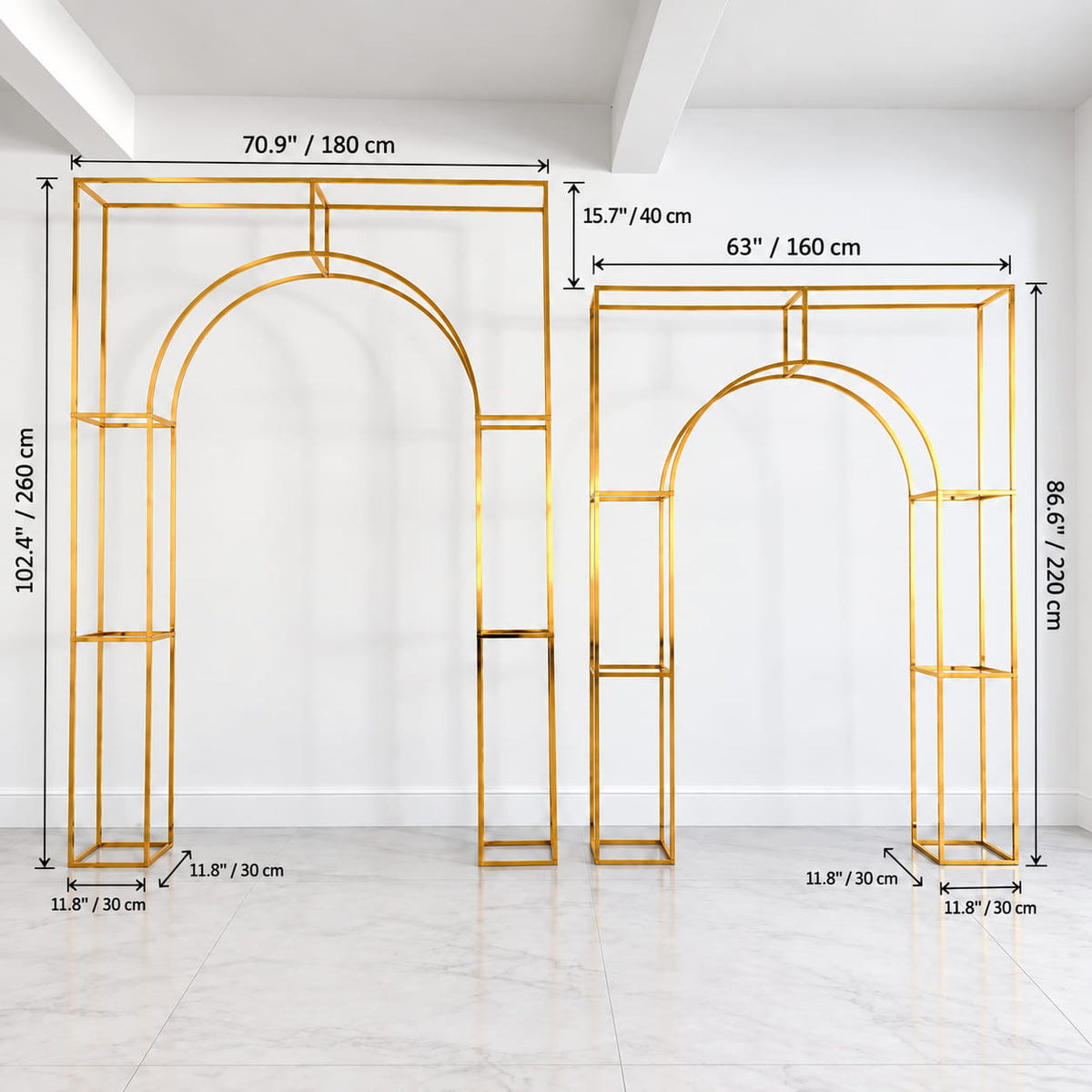 Gold 3D Geometric Wedding Arch Backdrop Stand