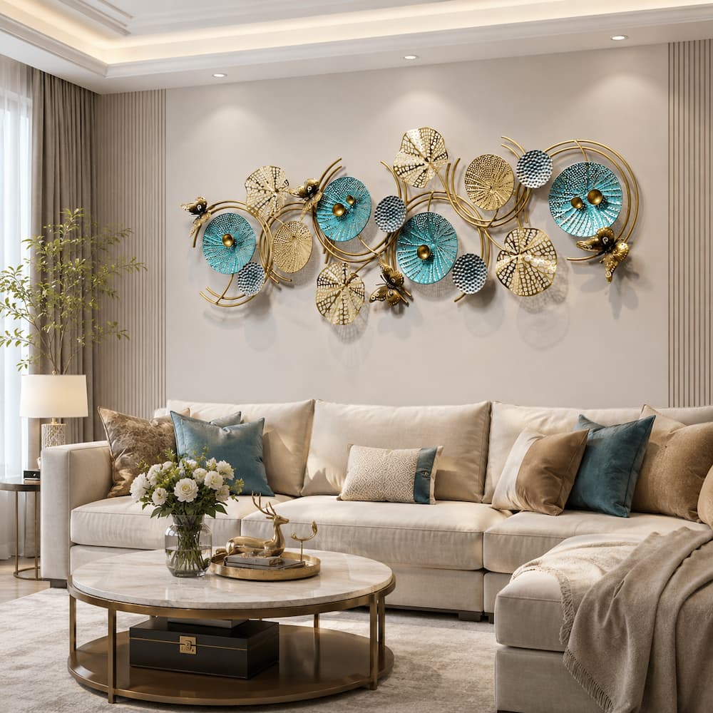 3D Lotus Leaves Metal Wall Decor Home Luxury Wall Art
