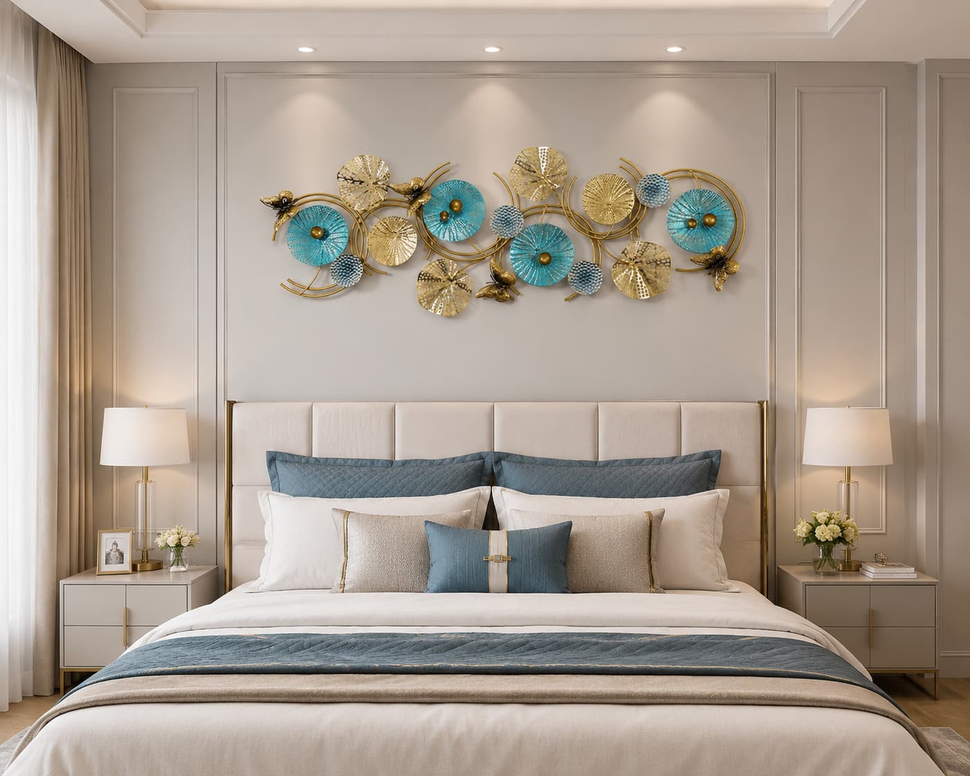 3D Lotus Leaves Metal Wall Decor Home Luxury Wall Art