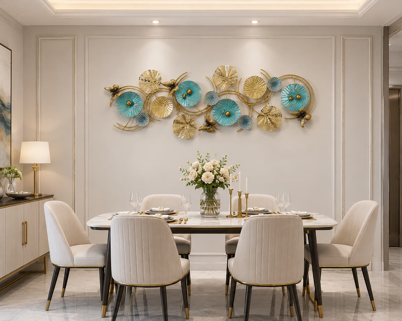 3D Lotus Leaves Metal Wall Decor Home Luxury Wall Art