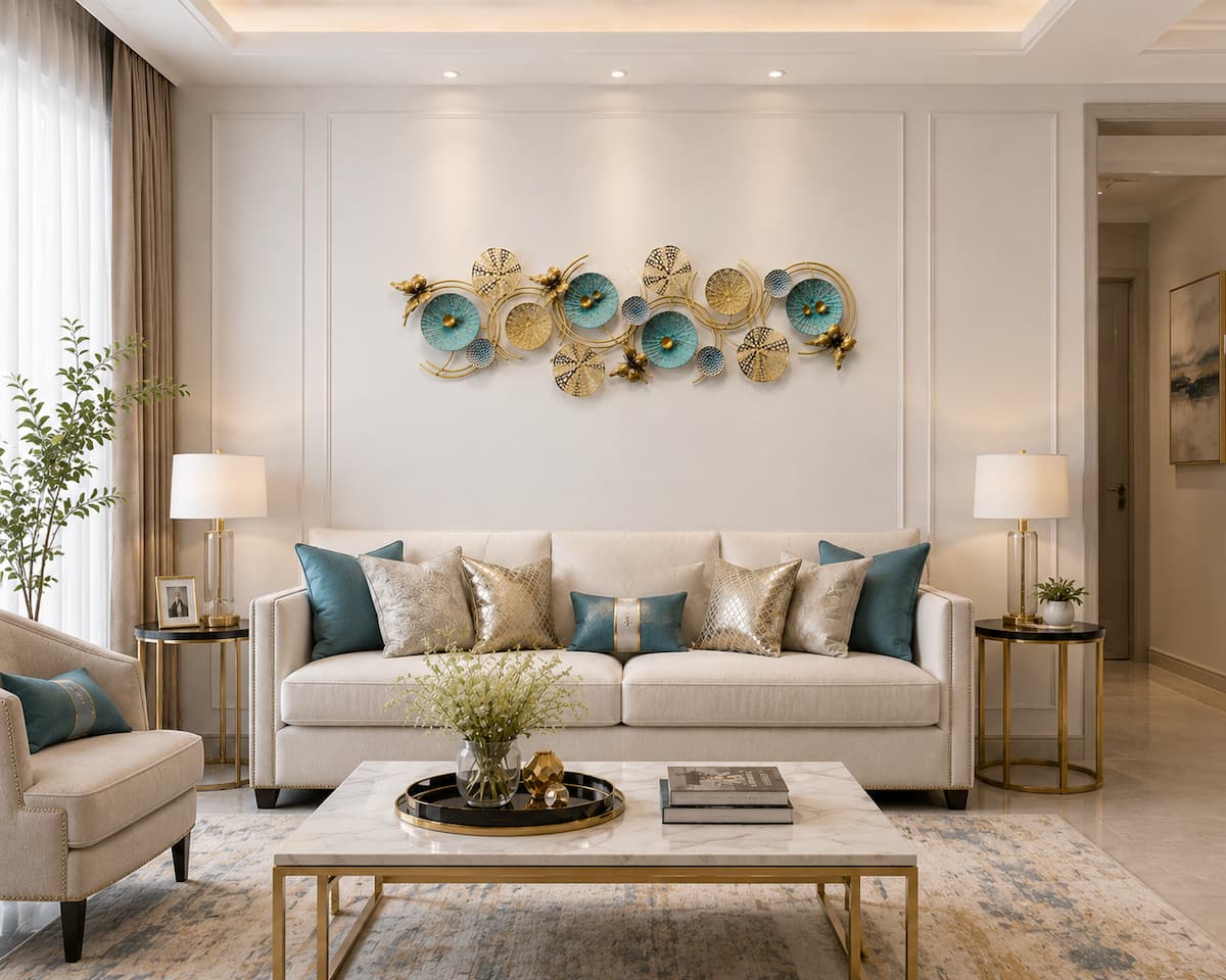 3D Lotus Leaves Metal Wall Decor Home Luxury Wall Art