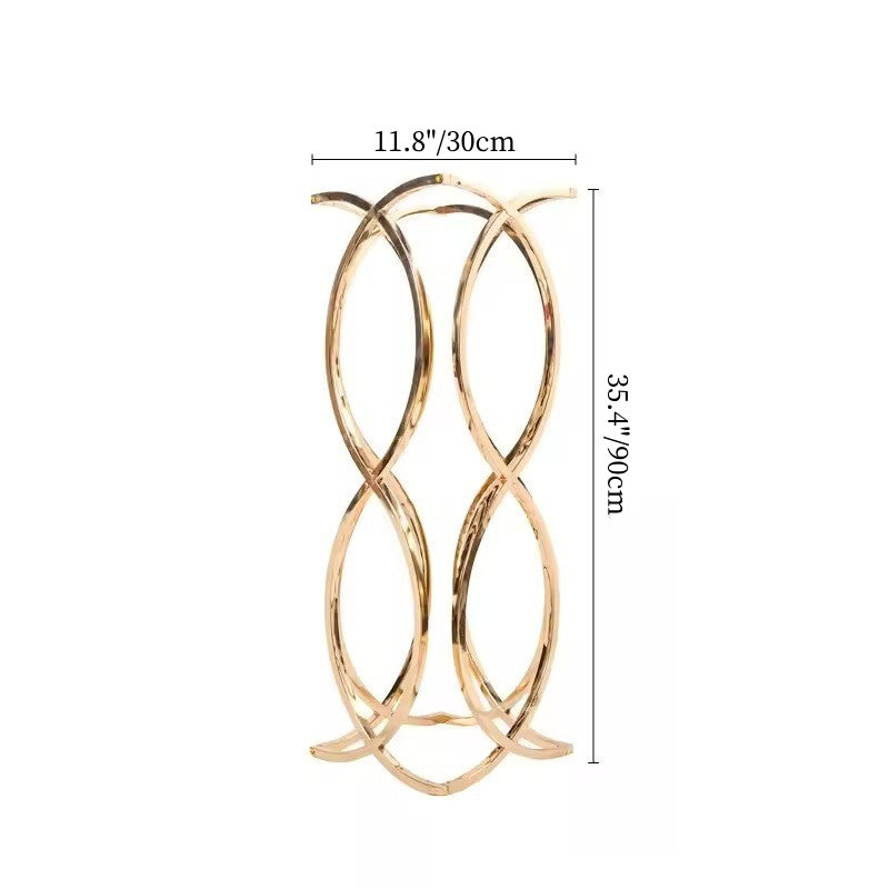 Gold twisted loop floral stand dimensions 35.4 inch height 11.8 inch top and base wedding centerpiece stand