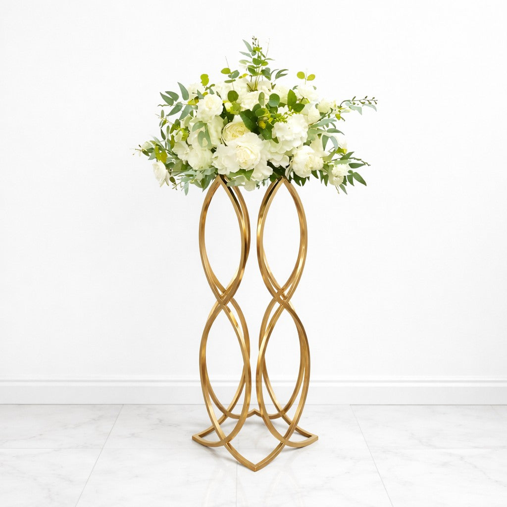 Gold twisted loop floral stand wedding centerpiece 35.4 inch tall metal flower stand set of 2