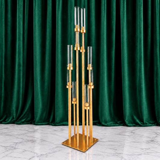 58" Tall 10-Arm Gold Metal Cluster Candelabra