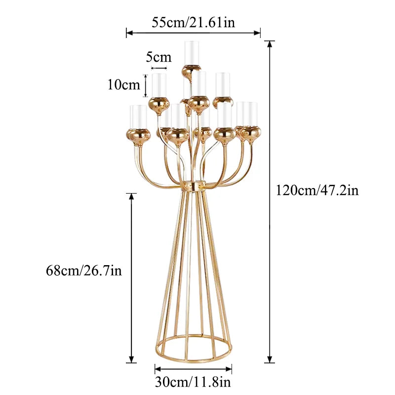 Gold Metal Cluster Candelabra Clear Crystal Shades