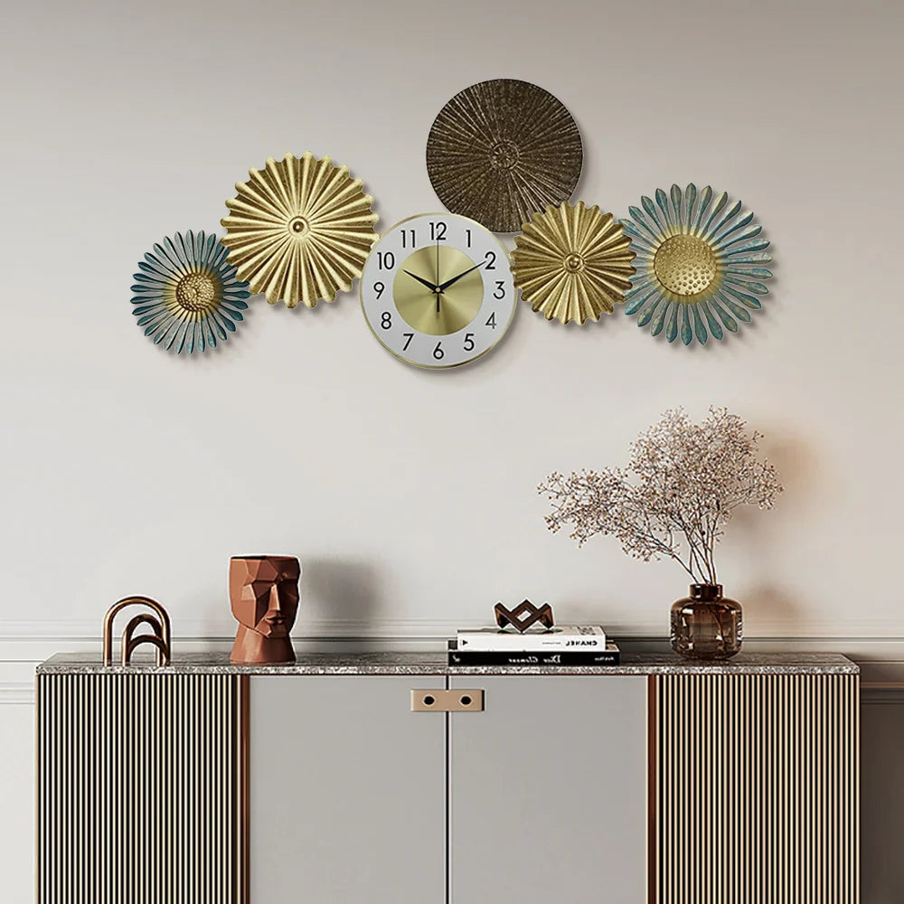 Creative Abstract Geometric Multi-Round Flower Wall Clock