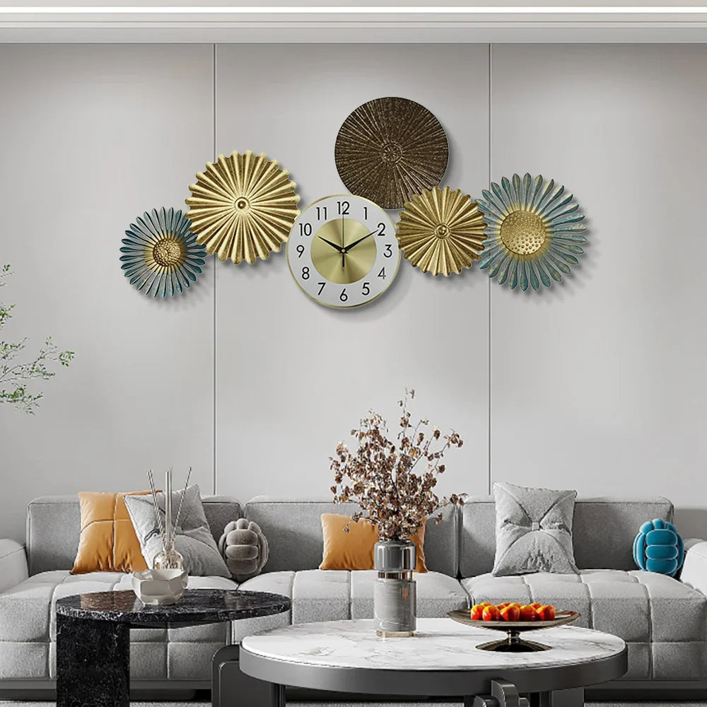 Creative Abstract Geometric Multi-Round Flower Wall Clock