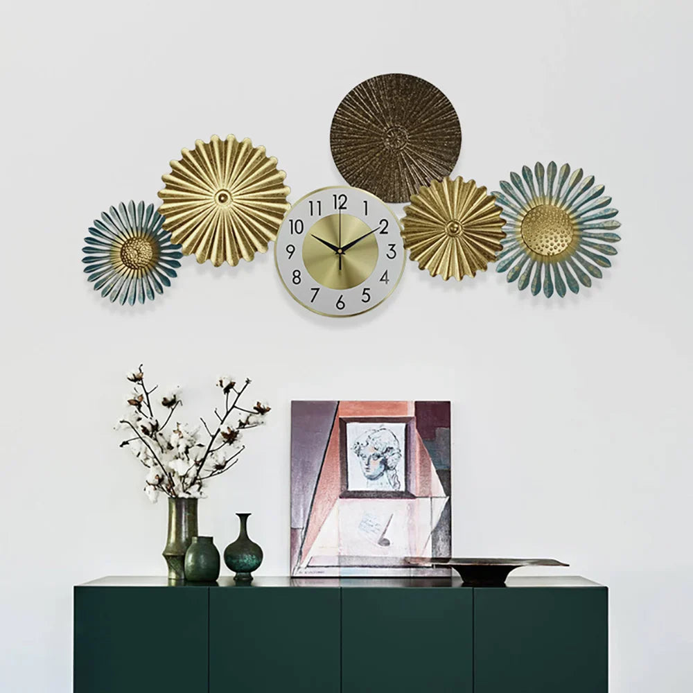 Creative Abstract Geometric Multi-Round Flower Wall Clock