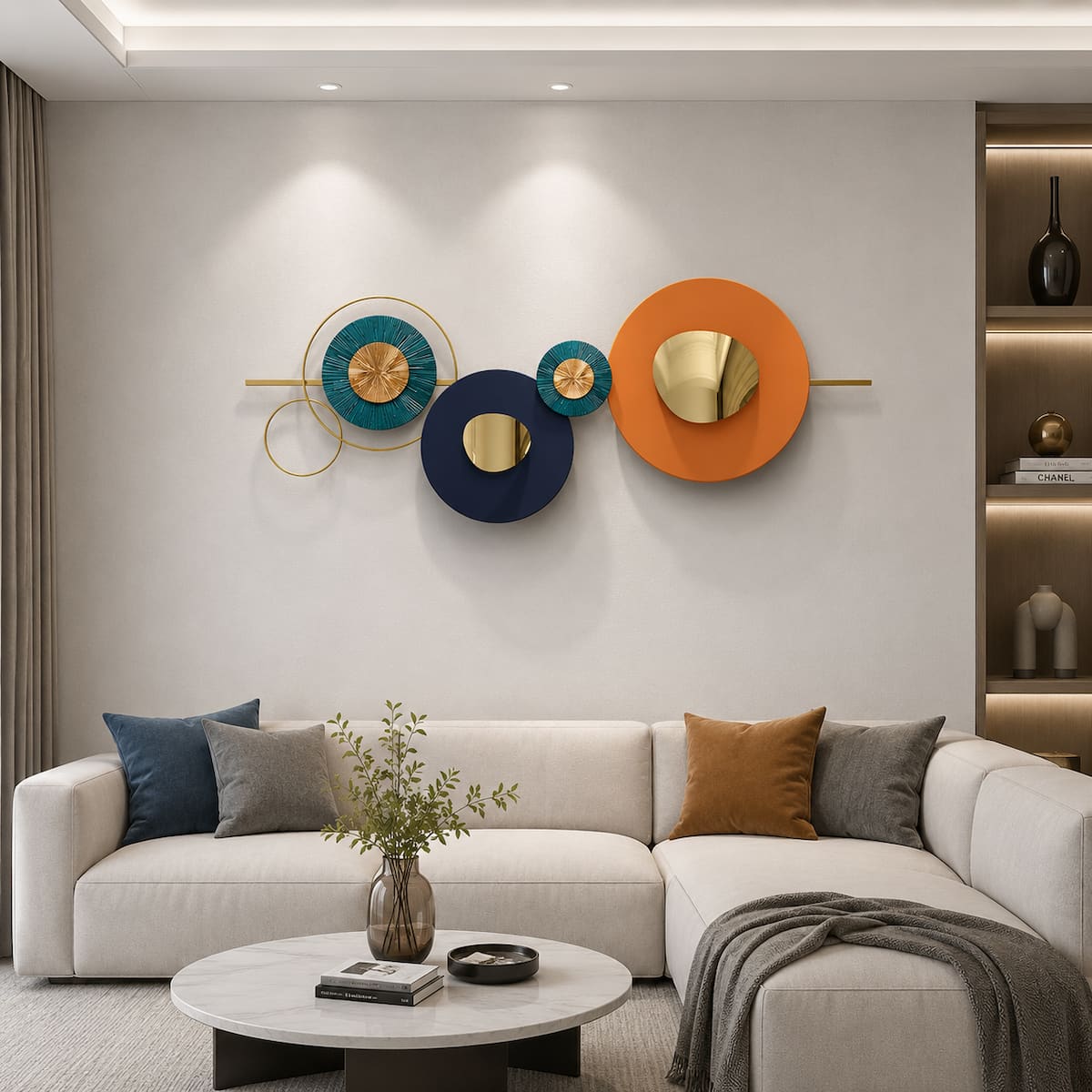 Modern Metal Wall Decor Creative Geometric Round Home Decor Art