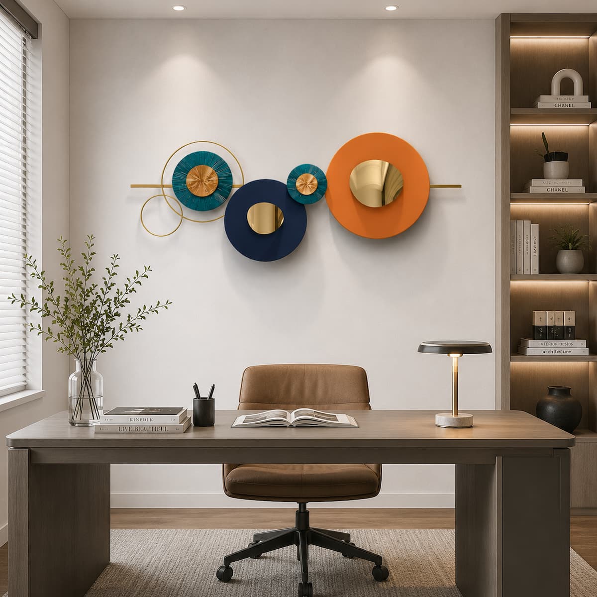Modern Metal Wall Decor Creative Geometric Round Home Decor Art