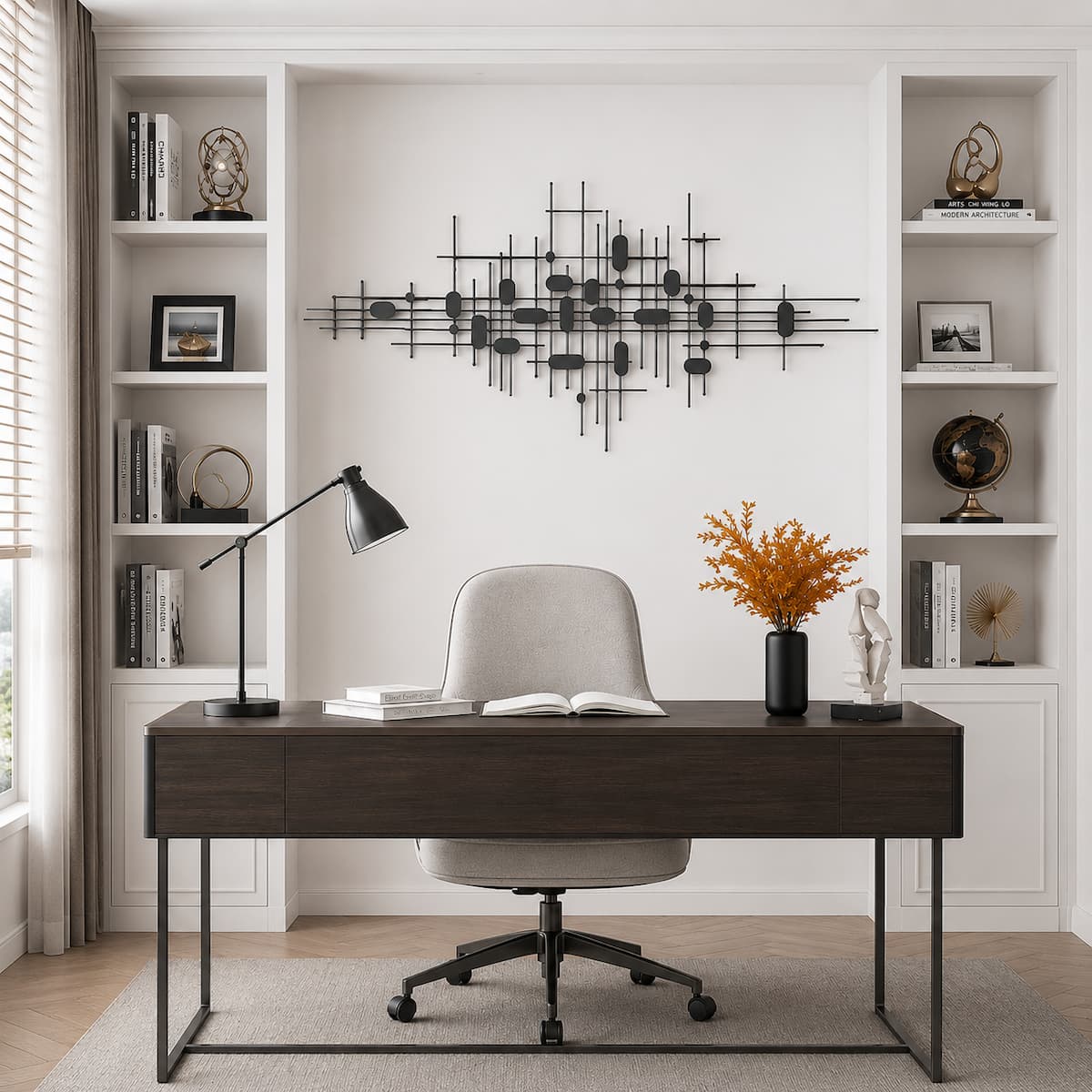 3D Geometric Modern Gold Bars And Ovals Metal Wall Decor