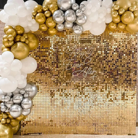 Light Gold Shimmer Wall, Upgraded with PC Grid Base Frame ,Shimmer Backdrop ,Sequin Wall Backdrop, Shimmer Wall Panels