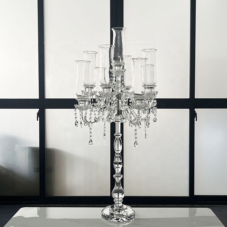 K9 Crystal 9-Arm Candelabra with Roman Columns