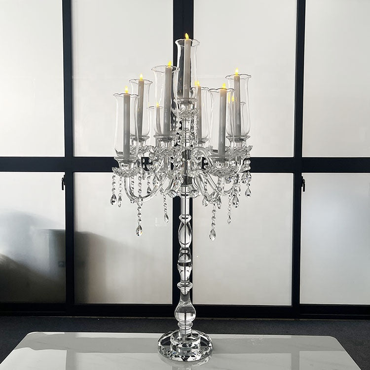 K9 Crystal 9-Arm Candelabra with Roman Columns