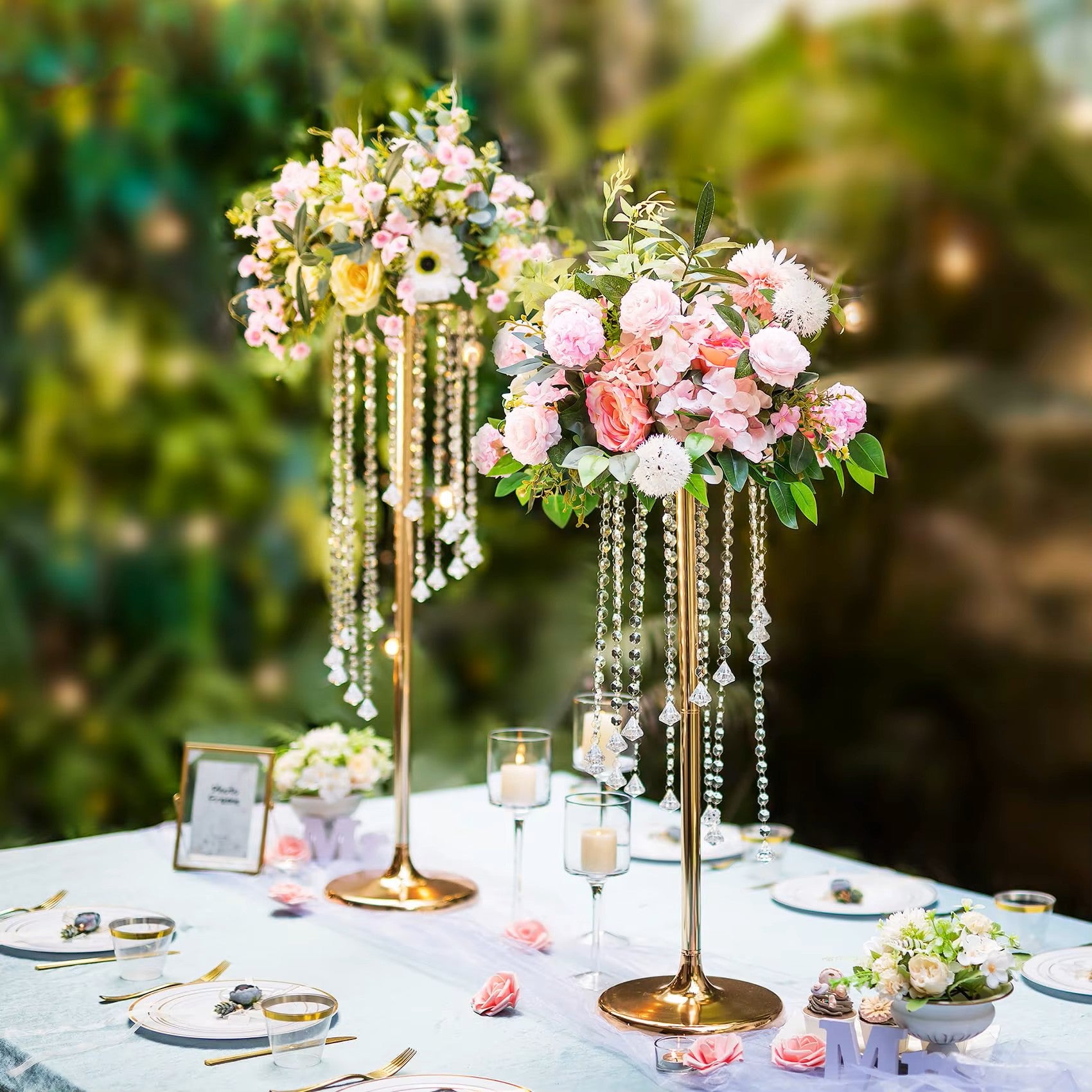  Gold Crystal Hanging Floral Stand