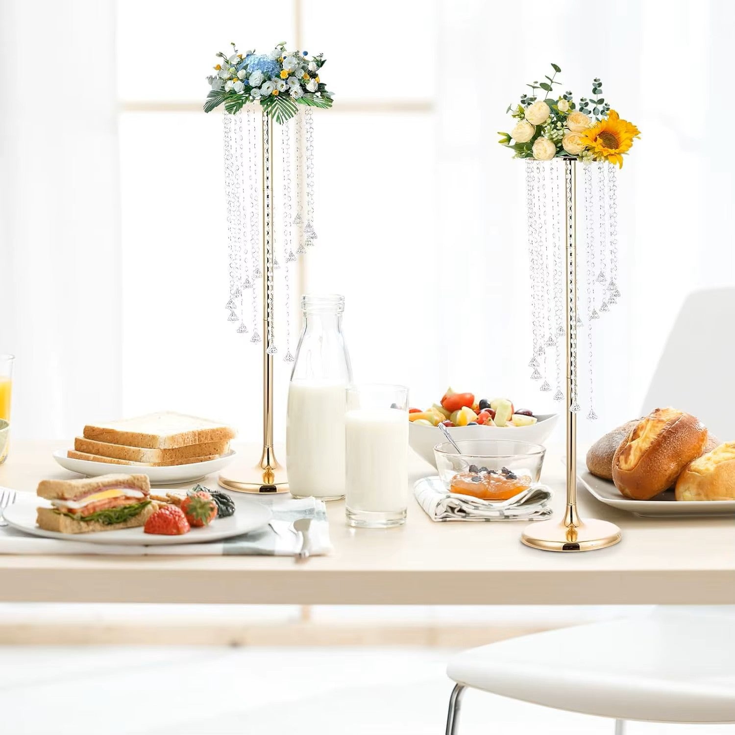  Gold Crystal Hanging Floral Stand