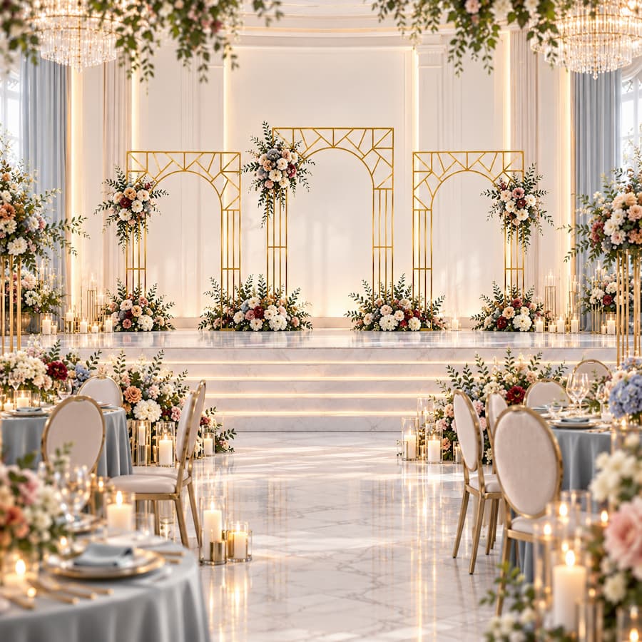 Gold Geometric Wedding Arch Backdrop Stand