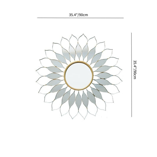 Handmade Modern Gold Sunflower Metal Wall Mirror