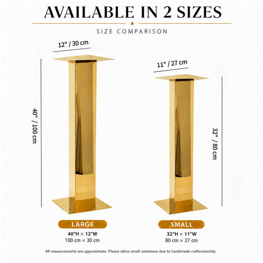 Square Column Mirror Stainless Steel Floral Stands