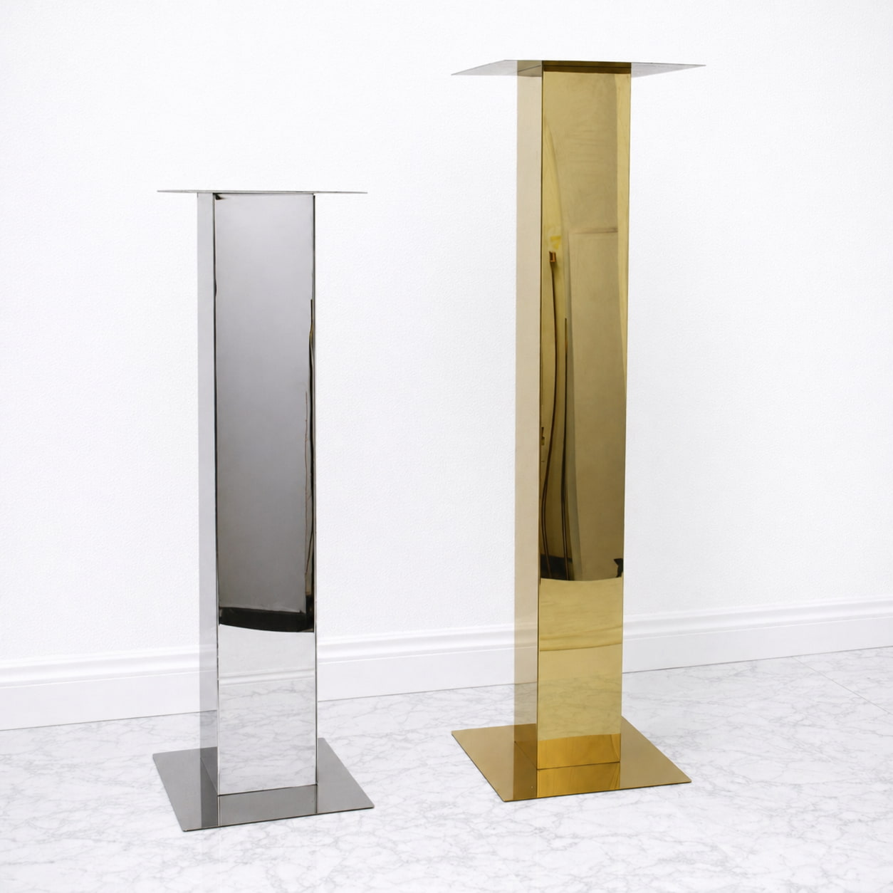 Square Column Mirror Stainless Steel Floral Stands