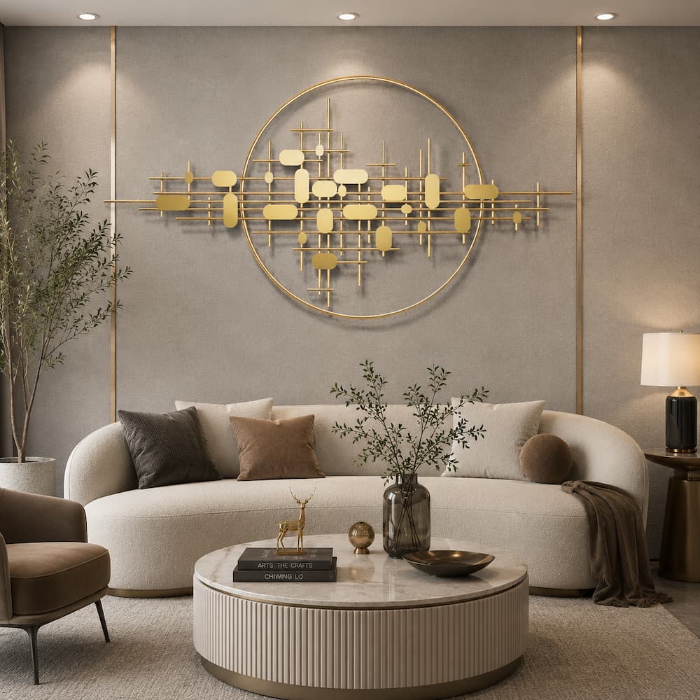 Geometric Gold Metal Wall Decor Decorative Home Accent