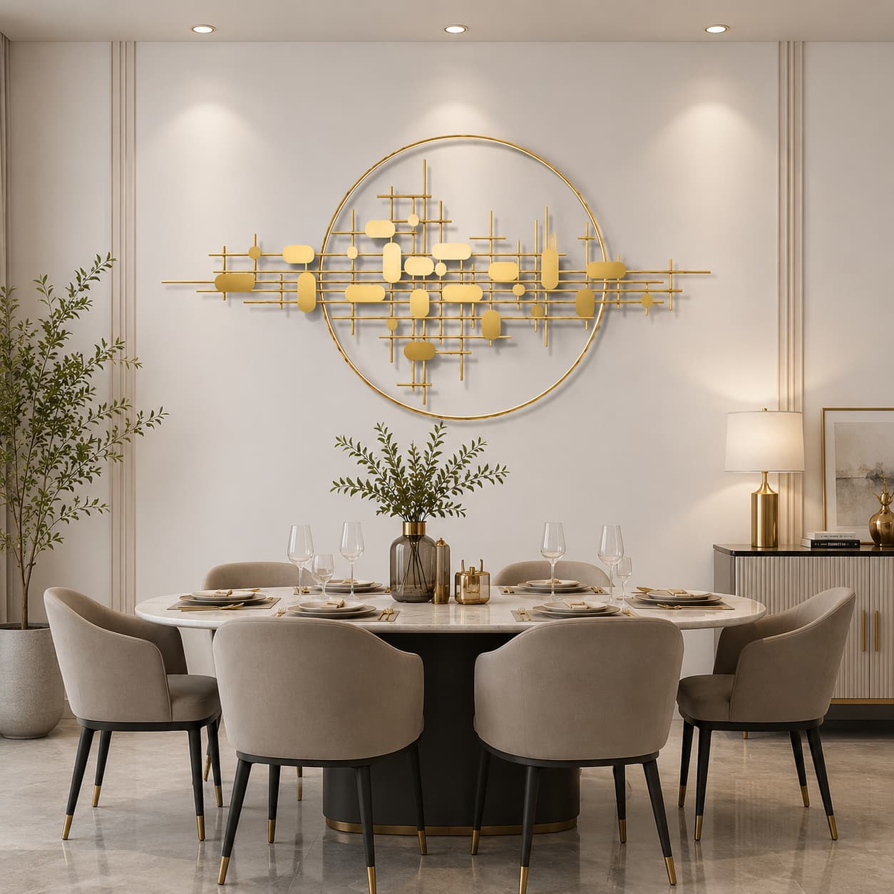 Geometric Gold Metal Wall Decor Decorative Home Accent