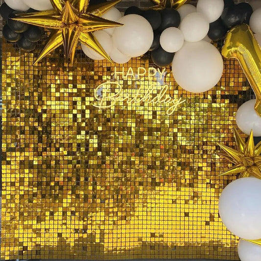 Mirror Gold Shimmer Wall, Upgraded with PC Grid Base Frame ,Shimmer Backdrop ,Sequin Wall Backdrop, Shimmer Wall Panels