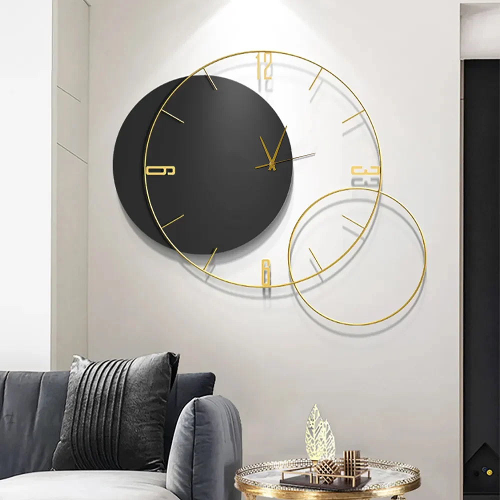 Modern Oversized Geometric Round Metal Wall Clock
