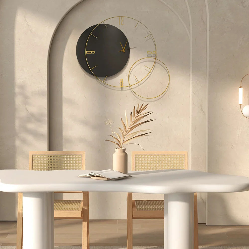 Modern Oversized Geometric Round Metal Wall Clock
