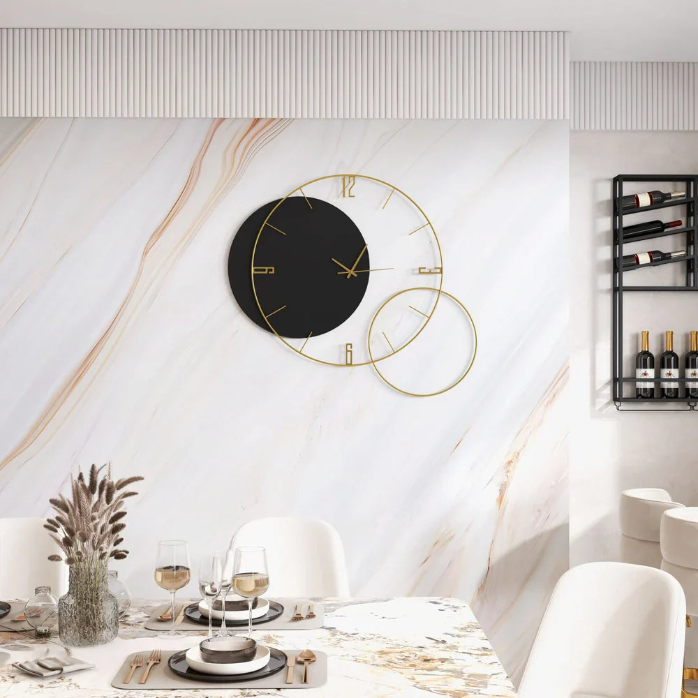 Modern Oversized Geometric Round Metal Wall Clock
