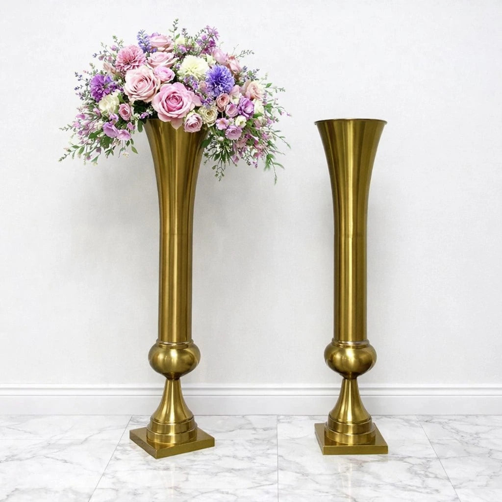 39.4-inch copper-tone metal decorative vase for floor and tabletop floral styling