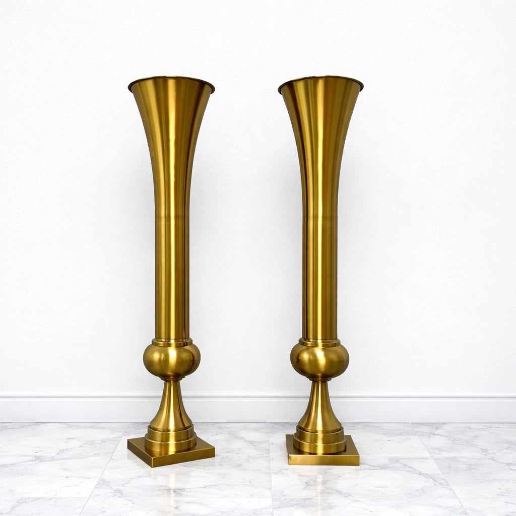 39.4-inch copper-tone metal decorative vase for floor and tabletop floral styling